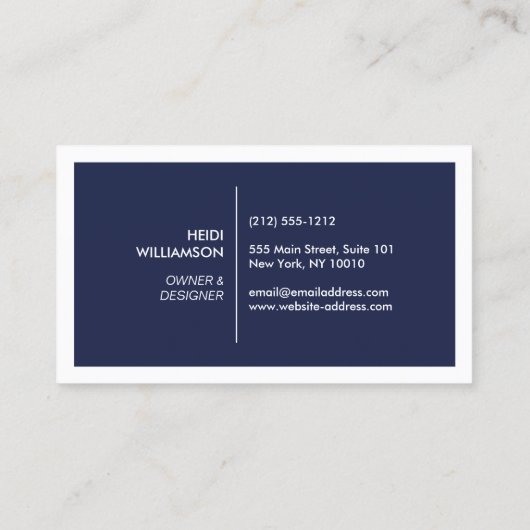 Box-Logo mit zwei Initial-Monogramm auf dunkelblau Visitenkarte (Rückseite)