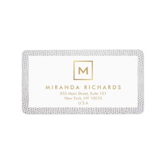 Box Logo Monogram mit Elegant Snakeskin Print Adressaufkleber (Vorne)