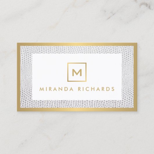 Box Logo Monogram mit Elegant Snakeskin Print Visitenkarte (Vorderseite)