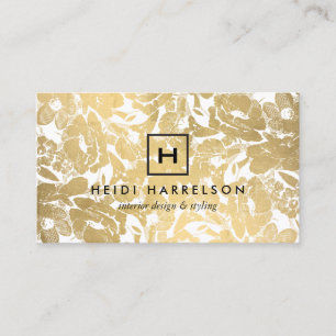 Box Logo Monogram mit Imitate Gold Floral Muster Visitenkarte