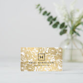 Box Logo Monogram mit Imitate Gold Floral Muster Visitenkarte (Stehend Vorderseite)