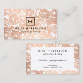 Box Logo Monogram mit Rose Gold Floral Muster Visitenkarte (Vorne/Hinten)