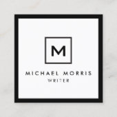 Box-Logo-Monogramm auf Schwarz/Weiß Quadratische Visitenkarte (Vorderseite)