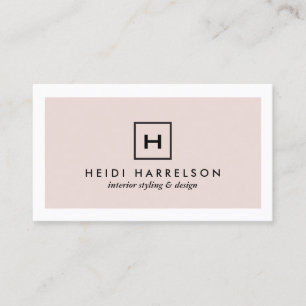 Box-Logo-Monogramm in hellrosa und schwarz Visitenkarte