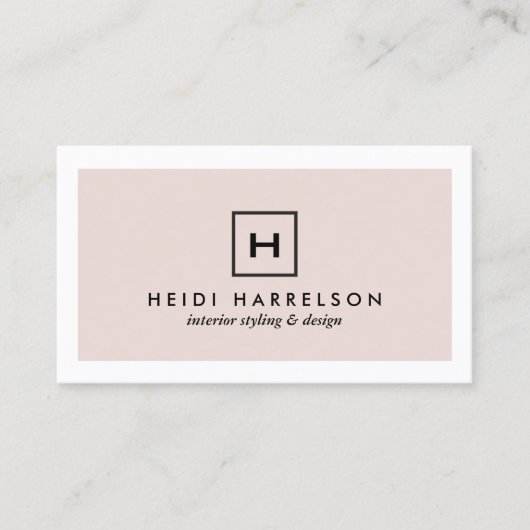 Box-Logo-Monogramm in hellrosa und schwarz Visitenkarte (Vorderseite)