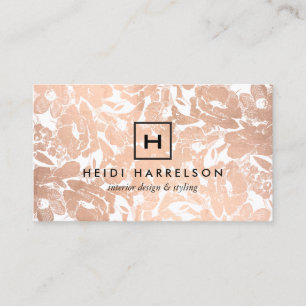 Box-Logo-Monogramm mit Rose-Gold-Blumenmuster Visitenkarte