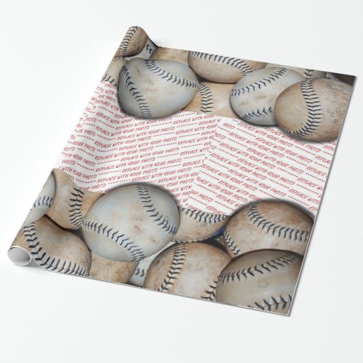 Box mit Baseballs - Drei Fotos hinzufügen Geschenkpapier (Ungerollt)