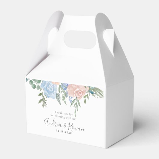 Box mit blauen und rosafarbenen Gastgeschenk Hochz Geschenkschachtel (Vorderseite)