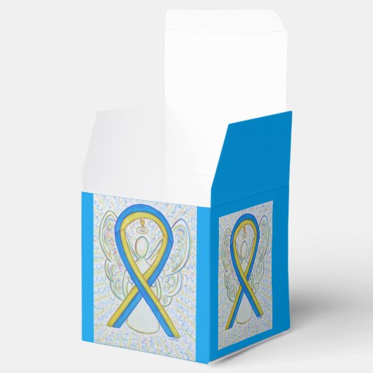 Box mit dem Gastgeschenk "Blau und Gelb" Geschenkschachtel (Geöffnet)