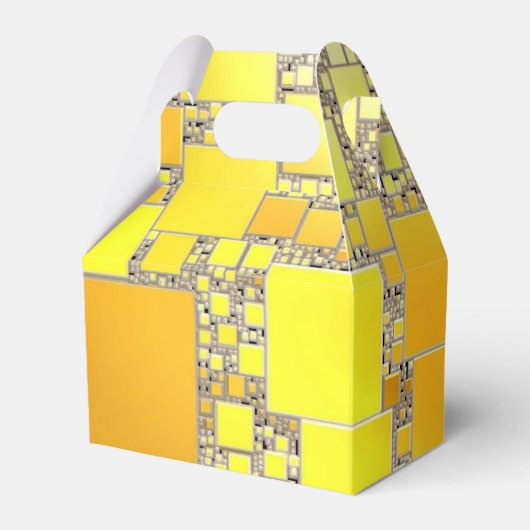 Box mit gelben und orangefarbenen Gefälligkeiten Geschenkschachtel (Vorderseite)