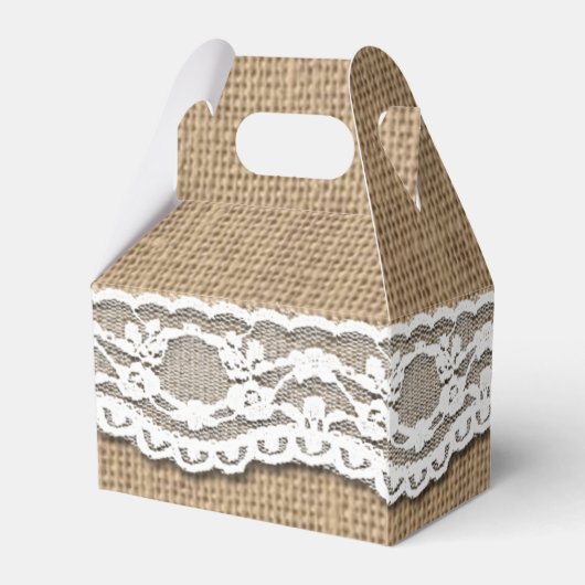 Box mit rustikalen Burlap- und Lace Art Gable-Vorz Geschenkschachtel (Rückseite)