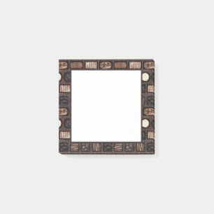 Box mit Schokoladenbriefen Post-it Klebezettel