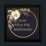 Box mit Schwarz-Gold-Bridesmaid-Vorschlag Erinnerungskiste<br><div class="desc">Elegante Black Bridesmaid Vorschlagskiste mit rustikalen Blume aus Gold. Perfekte Wahl für zeitgenössische,  schicke Herbst- oder Winterhochzeiten!</div>