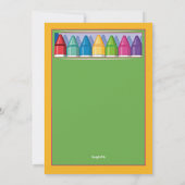 Box of Crayons Kindergarten Party Einladung (Rückseite)