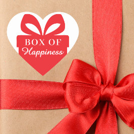 Box of Happiness Heart Sticker Red & White Design
