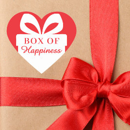 Box of Happiness Heart Sticker Red & White Design