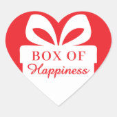 Box of Happiness Heart Sticker Red & White Design (Vorderseite)