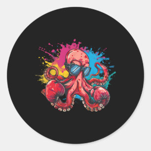 Box-Oktopus-Liebhaber Ozean Meer Kreatur Boxer Kic Runder Aufkleber