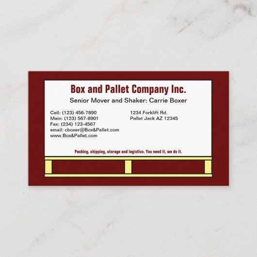 Box on Pallet, Blue Business Card Visitenkarte (Vorderseite)