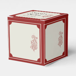 Box "Red and Ivory Filigree Border Gastgeschenk Ho Geschenkschachtel