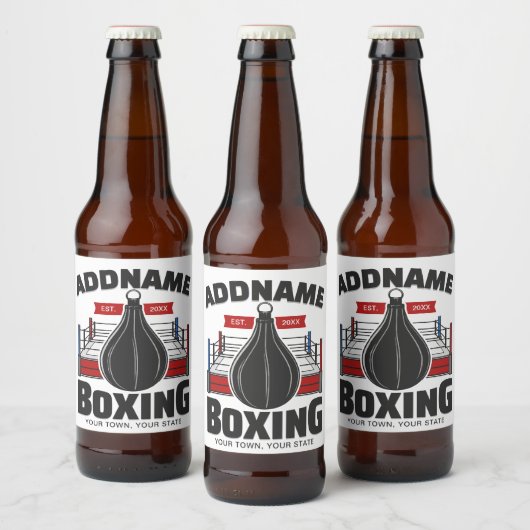 Box-Ring ADD NAME BOXER GYM-Speed-Bag Bierflaschenetikett (Flaschen)
