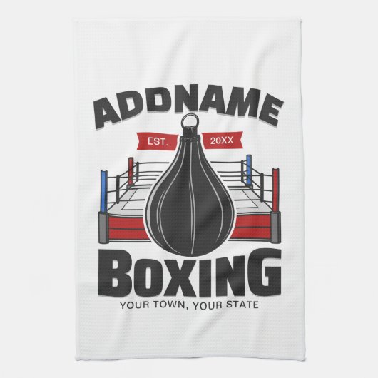 Box-Ring ADD NAME BOXER GYM-Speed-Bag Geschirrtuch (Vertikal)