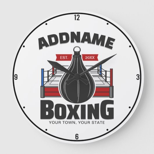 Box-Ring ADD NAME BOXER GYM-Speed-Bag Große Wanduhr (Vorderseite)