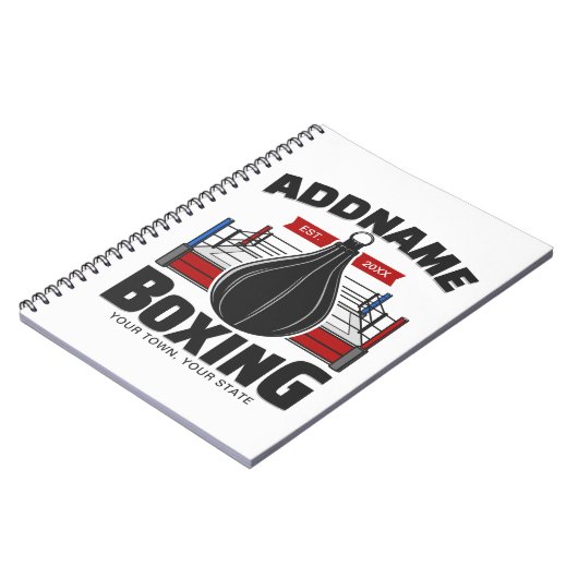 Box-Ring ADD NAME BOXER GYM-Speed-Bag Notizblock (Linke Seite)