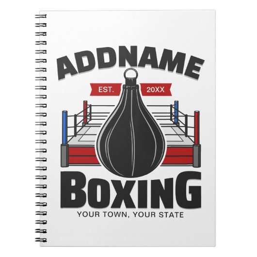 Box-Ring ADD NAME BOXER GYM-Speed-Bag Notizblock (Vorderseite)