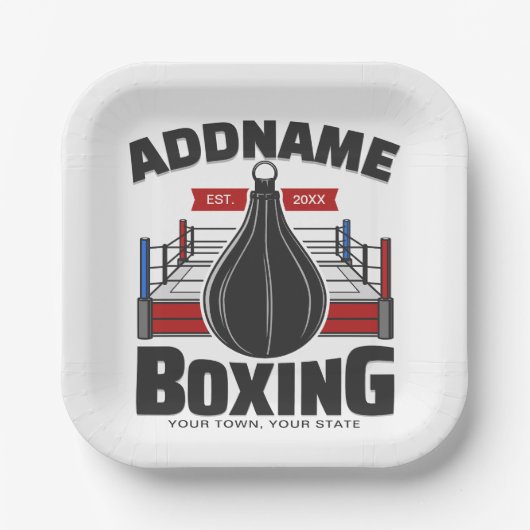 Box-Ring ADD NAME BOXER GYM-Speed-Bag Pappteller (Vorderseite)