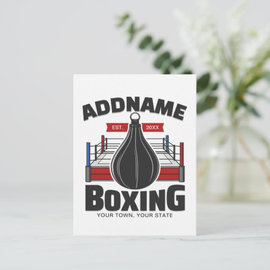 Box-Ring ADD NAME BOXER GYM-Speed-Bag Postkarte (Stehend Vorderseite)