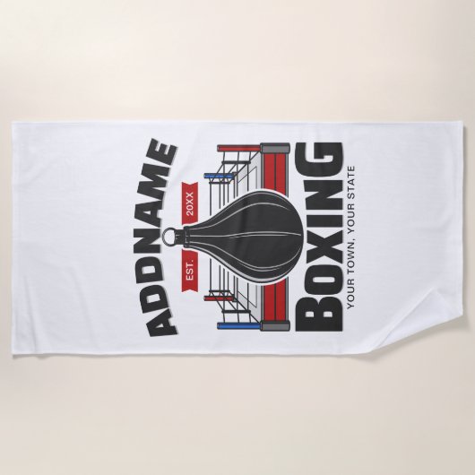Box-Ring ADD NAME BOXER GYM-Speed-Bag Strandtuch (Vorderseite)
