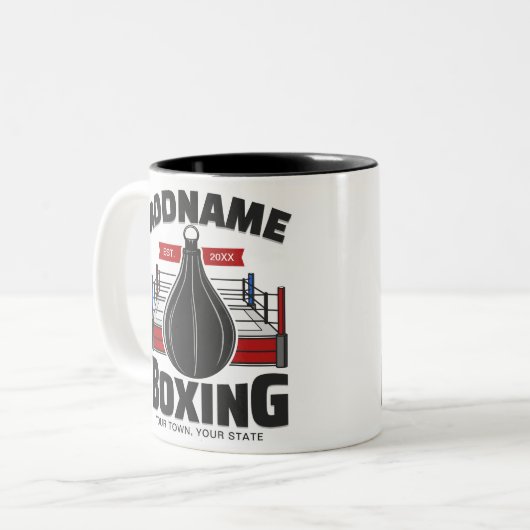 Box-Ring ADD NAME BOXER GYM-Speed-Bag Zweifarbige Tasse (Vorderseite Links)