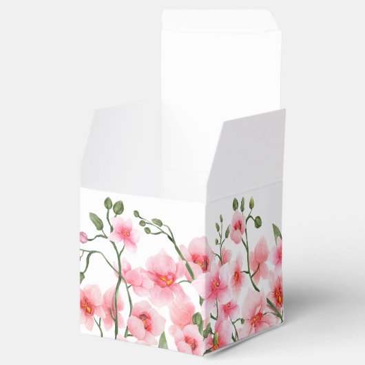 Box Rosa Orchid Florals Gastgeschenk Hochzeit Geschenkschachtel (Geöffnet)