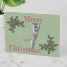 Box Sign - Frohe Weihnachten Holly und Katze