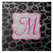 Box-Spot Animal Print Monogram Display Tile Fliese (Vorderseite)