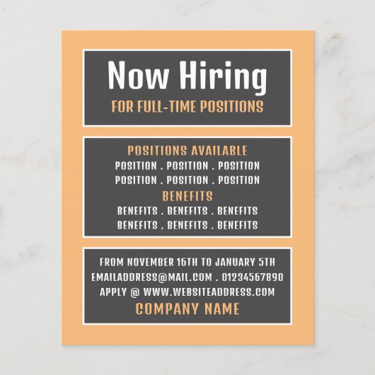 Box Text, Job Vacancy Rekrutierung Werbung Flyer (Vorne)