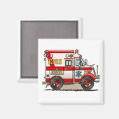 Box Truck Ambulance Square Magnet (Vorderseite/Rückseite)