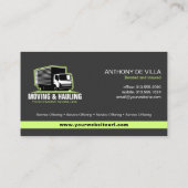 Box Truck Moving, Hauling & Delivery Service Visitenkarte (Rückseite)