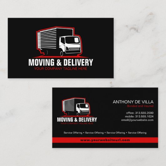 Box Truck Moving & Hauling Service Company Busines Visitenkarte (Vorne/Hinten)