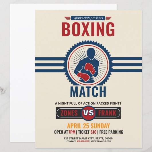 Box-Turnier Flyer Vorlage (Vorne/Hinten)
