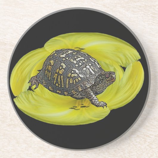Box Turtle on Yellow Lilie Getränkeuntersetzer (Vorne)