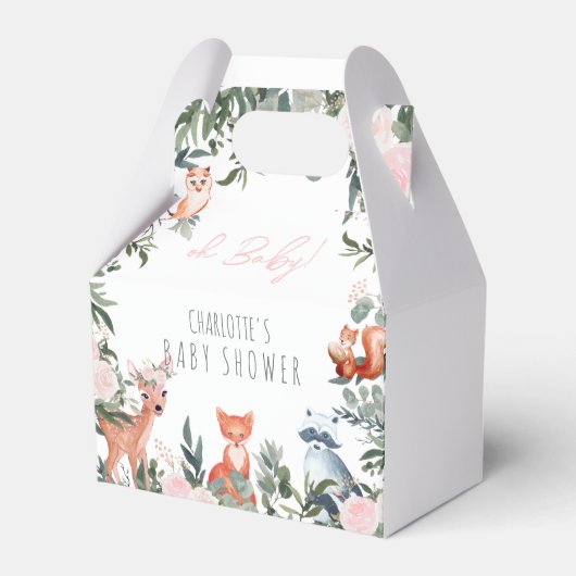 Box Woodland Animals Baby Shower Girl Favor Box Geschenkschachtel (Vorderseite)