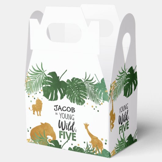 Box "Young Wild and Five Safari Animals Boy Favor" Geschenkschachtel (Geöffnet)
