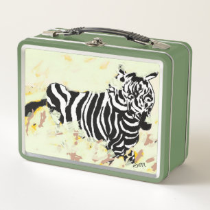 Box : Zebra , auf dem Laufen Metall Brotdose
