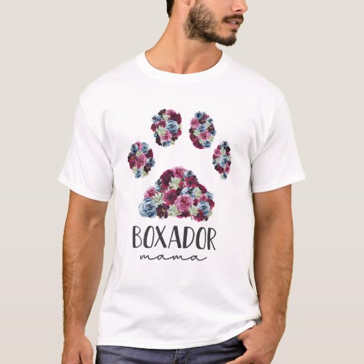Boxador Mama Floral Paw Dog Mama T-Shirt (Vorderseite)