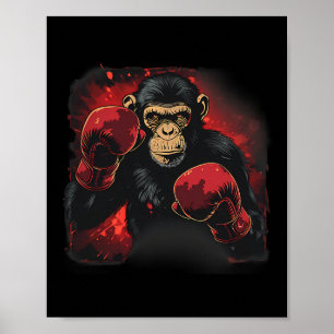 Boxaffe mit Boxhandschuhen Kickboxen Lustig Poster