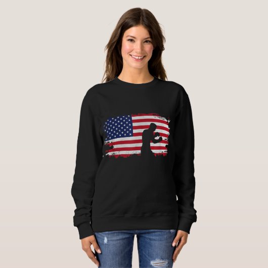 Boxbox für amerikanische Flagge - Boxer Boxing Sweatshirt (Vorne ganz)