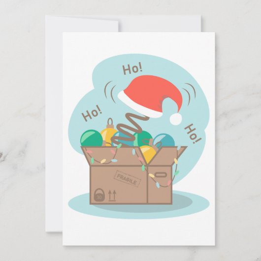 Boxbox mit Weihnachtsdekoration und Weihnachtsmann Einladung (Vorderseite)