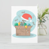 Boxbox mit Weihnachtsdekoration und Weihnachtsmann Einladung (Stehend Vorderseite)